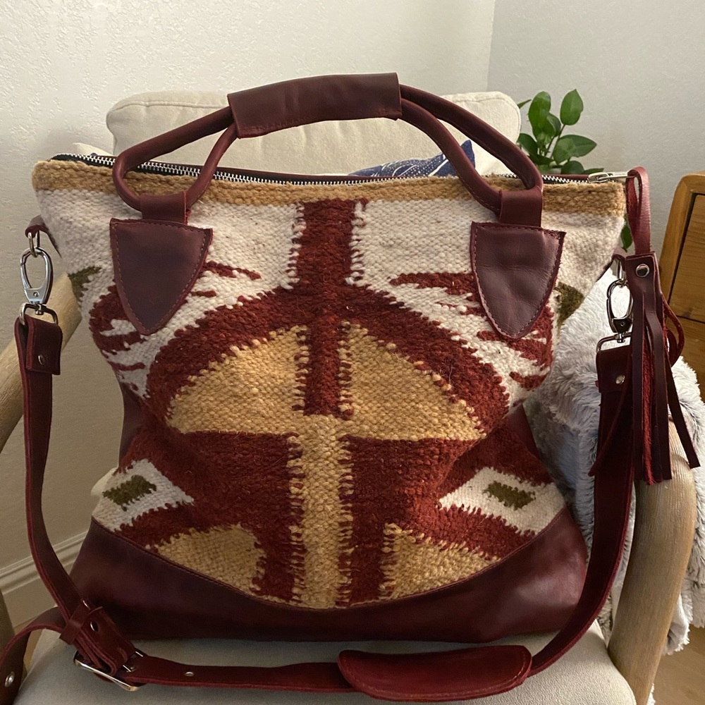 Weekender leather & wool bag